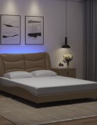vidaXL Рамка за легло с LED без матрак Hvar капучино 140x200 cм
