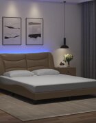 vidaXL Рамка за легло с LED без матрак Hvar капучино 160x200 cм