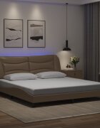 vidaXL Рамка за легло с LED без матрак Hvar капучино 180x200 см
