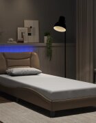 vidaXL Рамка за легло с LED без матрак Hvar капучино 80x200 см