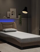vidaXL Рамка за легло с LED без матрак Hvar капучино 90x190 см
