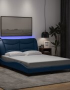 vidaXL Рамка за легло с LED без матрак Hvar Синя 120x200 cm Плат