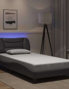 vidaXL Рамка за легло с LED без матрак Hvar сива 100x200 см