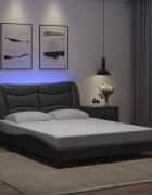 vidaXL Рамка за легло с LED без матрак Hvar сива 120x200 см