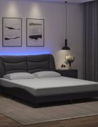 vidaXL Рамка за легло с LED без матрак Hvar сива 160x200 cм