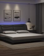 vidaXL Рамка за легло с LED без матрак Hvar сива 200x200 см