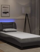 vidaXL Рамка за легло с LED без матрак Hvar сива 80x200 см