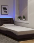 vidaXL Рамка за легло с LED без матрак Hvar тъмнокафява 80x200 см плат