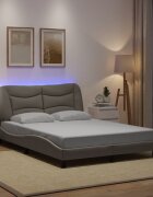 vidaXL Рамка за легло с LED без матрак Hvar таупе 140x200 см плат