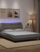 vidaXL Рамка за легло с LED без матрак Hvar таупе 160x200 см плат
