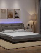 vidaXL Рамка за легло с LED без матрак Hvar таупе 180x200 см плат