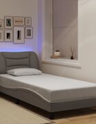 vidaXL Рамка за легло с LED без матрак Hvar таупе 90x200 см плат