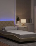 vidaXL Рамка за легло с LED без матрак кремава 80x200 см плат