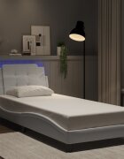 vidaXL Рамка за легло с LED без матрак Zadar бяла 90x190 см