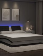 vidaXL Рамка за легло с LED без матрак Zadar бяло-черна 180x200 см