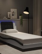 vidaXL Рамка за легло с LED без матрак Zadar бяло и черно 100x200см