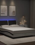 vidaXL Рамка за легло с LED без матрак Zadar бяло и черно 120x200см