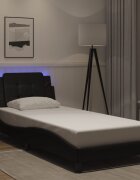 vidaXL Рамка за легло с LED без матрак Zadar черна 100x200см