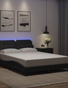 vidaXL Рамка за легло с LED без матрак Zadar черна 140x190 см