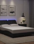 vidaXL Рамка за легло с LED без матрак Zadar черна 140x200 cм