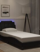 vidaXL Рамка за легло с LED без матрак Zadar черна 80x200 см