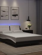 vidaXL Рамка за легло с LED без матрак Zadar черно-бяла 140x200 cм