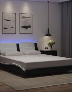 vidaXL Рамка за легло с LED без матрак Zadar черно-бяла 160x200 cм