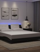 vidaXL Рамка за легло с LED без матрак Zadar черно-бяла 180x200 см