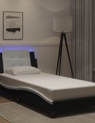 vidaXL Рамка за легло с LED без матрак Zadar черно и бяло 100x200см