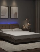 vidaXL Рамка за легло с LED без матрак Zadar капучино 120x200 см