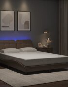 vidaXL Рамка за легло с LED без матрак Zadar капучино 140x200 cм