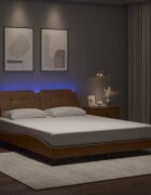 vidaXL Рамка за легло с LED без матрак Zadar капучино 160x200 cм