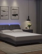 vidaXL Рамка за легло с LED без матрак Zadar сива 140x200 cм