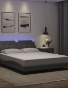 vidaXL Рамка за легло с LED без матрак Zadar сива 160x200 cм
