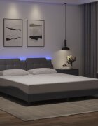 vidaXL Рамка за легло с LED без матрак Zadar сива 180x200 см