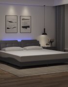 vidaXL Рамка за легло с LED без матрак Zadar сива 200x200 см