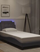 vidaXL Рамка за легло с LED без матрак Zadar сива 80x200 см