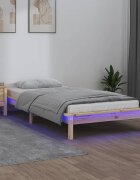 vidaXL Рамка за легло с LED осветление 100x200 см масивно дърво