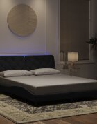 vidaXL Рамка за легло с LED осветление без матрак черна 160x200 см кадифе