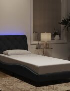 vidaXL Рамка за легло с LED осветление без матрак черна 90x200 см кадифе