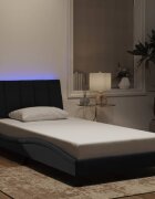 vidaXL Рамка за легло с LED осветление без матрак Hanko черна 100x200 см кадифе
