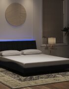 vidaXL Рамка за легло с LED осветление без матрак Hanko черна 160x200 см кадифе