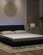 vidaXL Рамка за легло с LED осветление без матрак Hanko черна 180x200 см кадифе