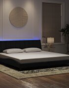 vidaXL Рамка за легло с LED осветление без матрак Hanko черна 200x200 см кадифе