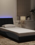 vidaXL Рамка за легло с LED осветление без матрак Hanko черна 90x190 см кадифе