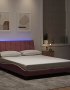 vidaXL Рамка за легло с LED осветление без матрак Hanko розова 120x200 см кадифе