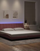 vidaXL Рамка за легло с LED осветление без матрак Hanko розова 200x200 см кадифе
