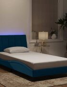 vidaXL Рамка за легло с LED осветление без матрак Hanko синя 100x200 см кадифе