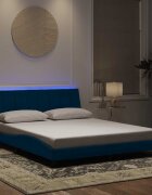 vidaXL Рамка за легло с LED осветление без матрак Hanko синя 160x200 см кадифе