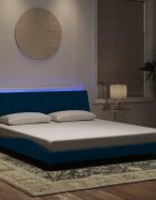 vidaXL Рамка за легло с LED осветление без матрак Hanko синя 180x200 см кадифе